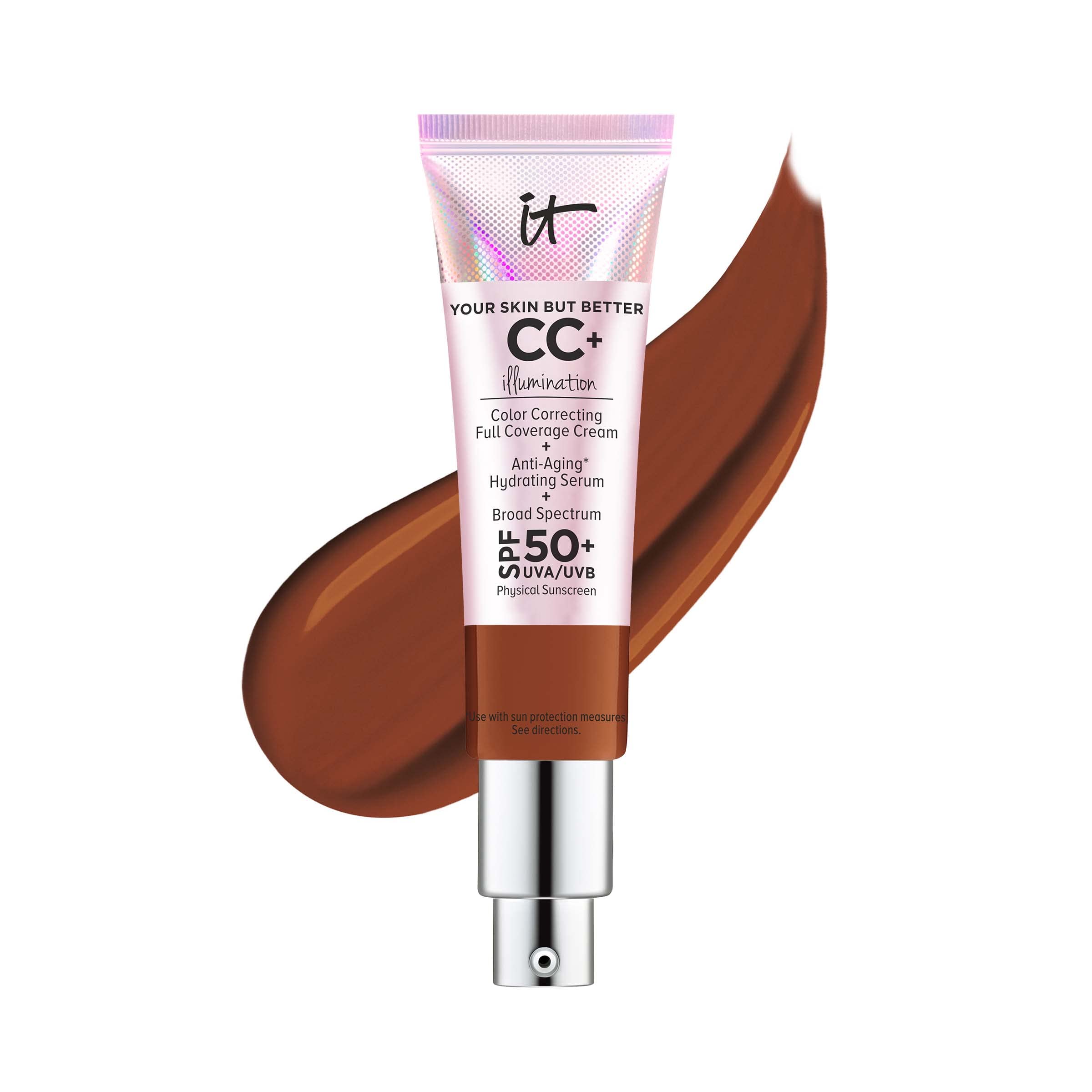 IT Cosmetics CC+ Cream Illumination - Radiant Full Coverage Foundation With SPF 50+, Color Corrector & Hydrating Anti-Aging Serum, Hydrolyzed Collagen + Peptides, Normal to Dry Skin - 1.08 fl oz