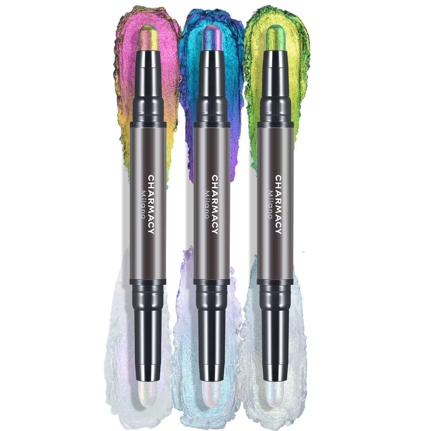 CHARMACY Multichrome 2 in 1 Cream Eyeshadow Stick, Waterproof Eye Brightener Highlighter Stick Makeup, High Pigmented, Smudge-Proof, Vegan & Cruelty-Free (#904)
