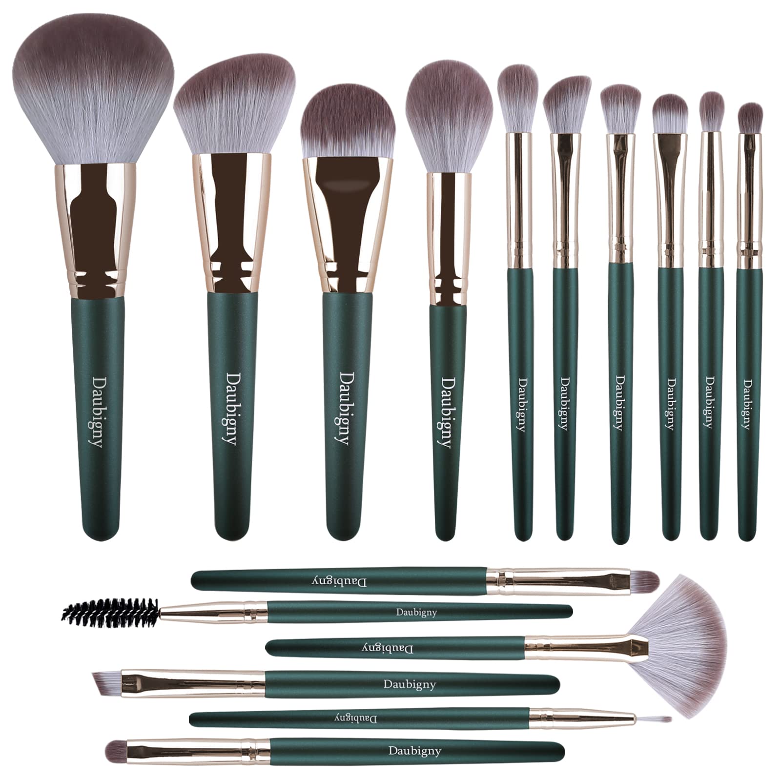 Makeup Brushes, Daubigny 16Pcs Complete Premium Synthetic Makeup Brush Set with Professional Foundation Brushes Powder Concealers Eye shadows Blush Makeup Brush for Perfect Makeup (Champagne Gold)