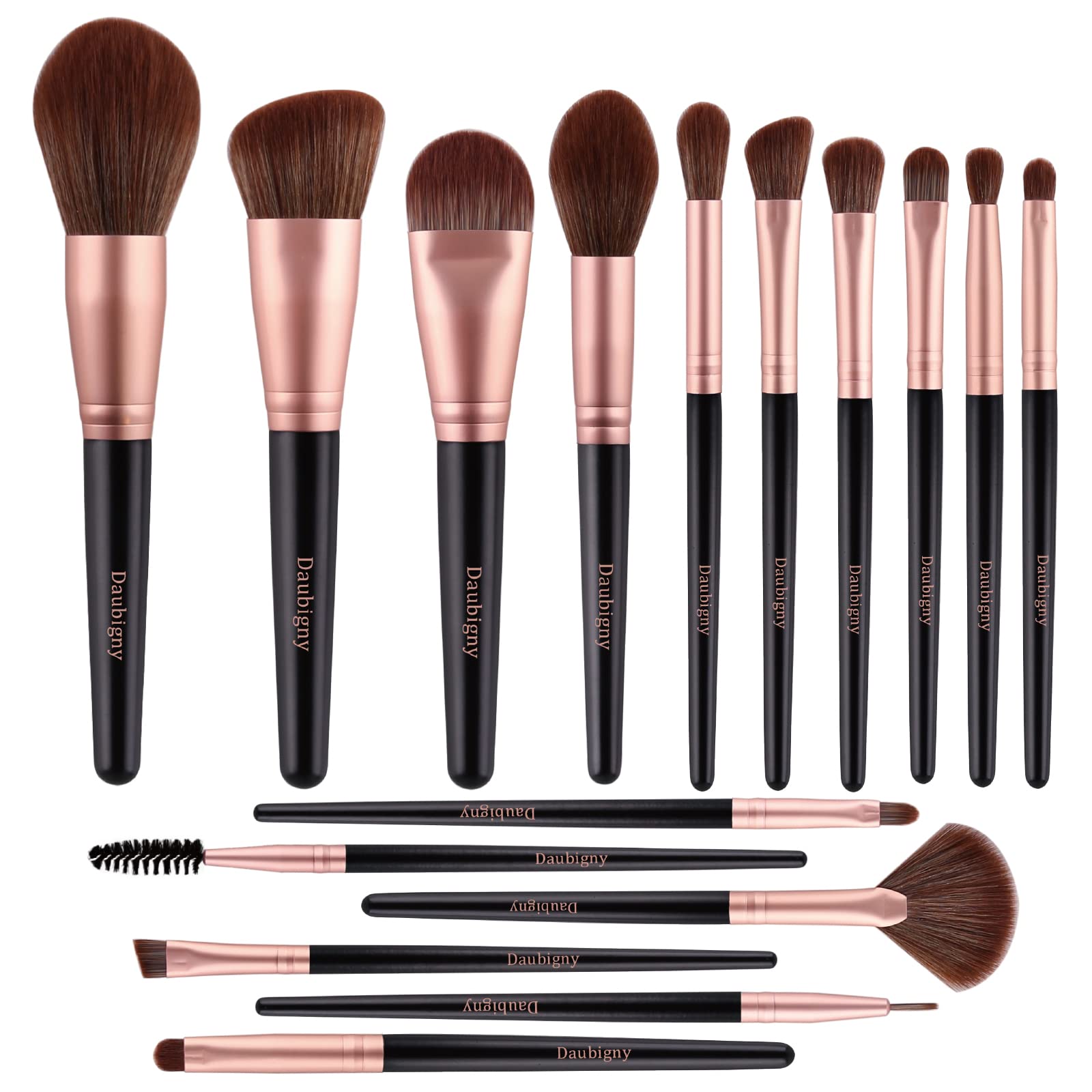 Makeup Brushes, Daubigny 16Pcs Complete Premium Synthetic Makeup Brush Set with Professional Foundation Brushes Powder Concealers Eye shadows Blush Makeup Brush for Perfect Makeup (Champagne Gold)