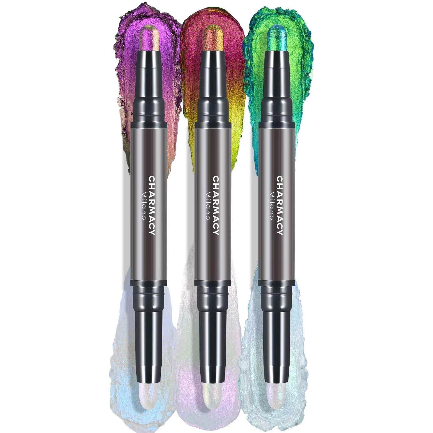 CHARMACY Multichrome 2 in 1 Cream Eyeshadow Stick, Waterproof Eye Brightener Highlighter Stick Makeup, High Pigmented, Smudge-Proof, Vegan & Cruelty-Free (#904)